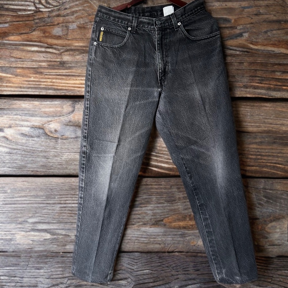 Vintage 90’s Armani Jeans Black Acid Wash Denim 31x32 Made in USA Y2K